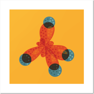 Orange methane molecule Posters and Art